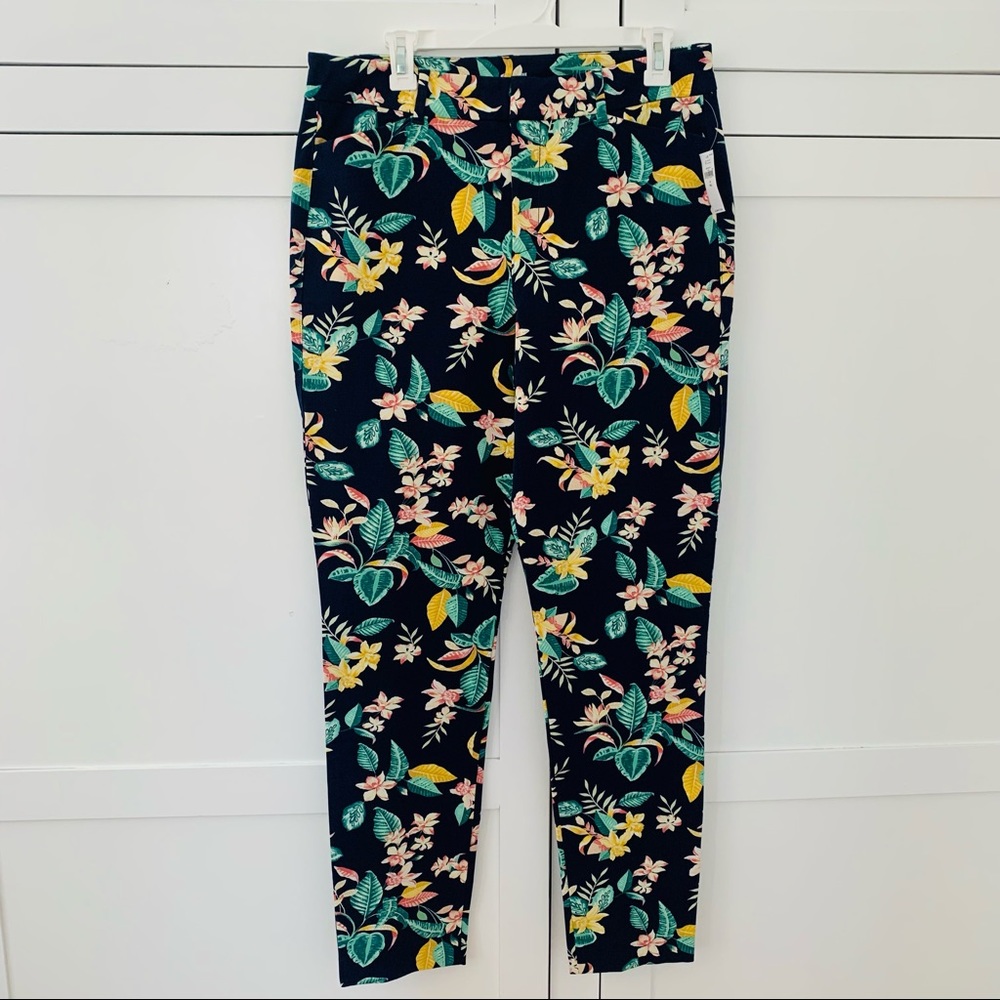 Old Navy Pixie High Rise Navy Blue Tropical Pants Size 12